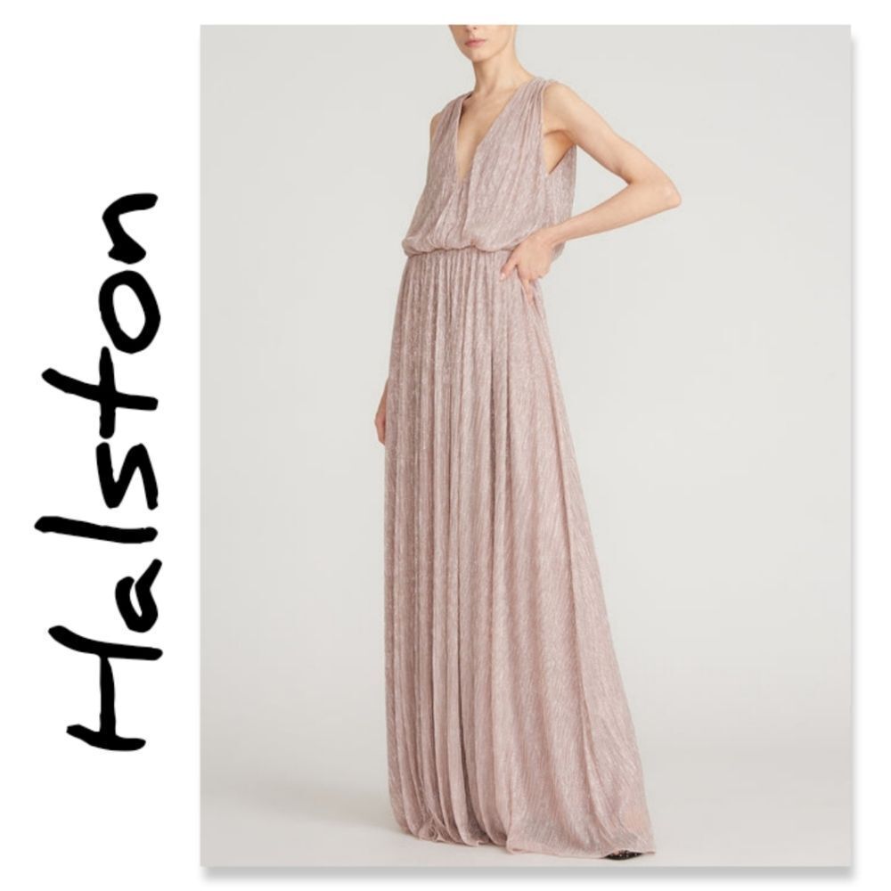 NWT Halston Adler Shimmer Jersey Gown SZ 4